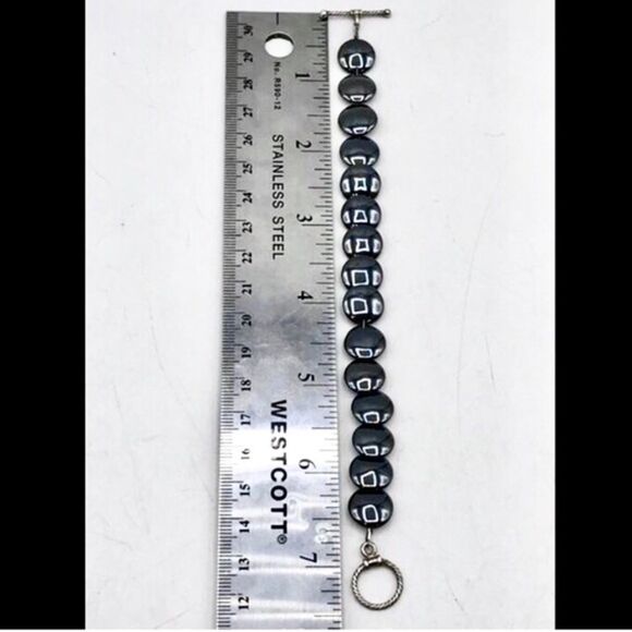 Genuine Hematite Sterling Silver 925 VTG Bracelet - Picture 6 of 9